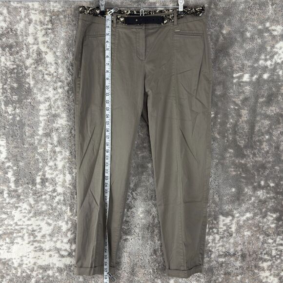 Gerry Weber Size 8 Casual Flat Front Belt Pants Gray Straight Leg Button Zip - Picture 2 of 10